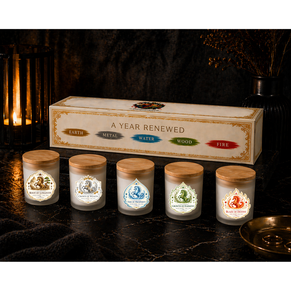 Luxury 5 Candle Gift Set – 5 Element Candle Bundle (Fire, Water, Earth, Wood, Metal) – Soy Wax Mini Candles 5.5 oz – Spiritual Home Decor