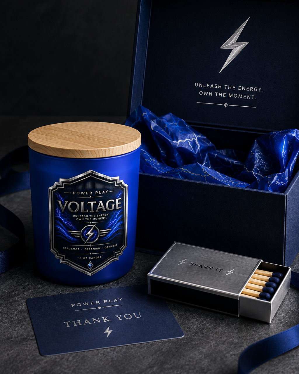 Voltage Candle | Citrus, Amber & Cedar Luxury Candle | Power Play Collection
