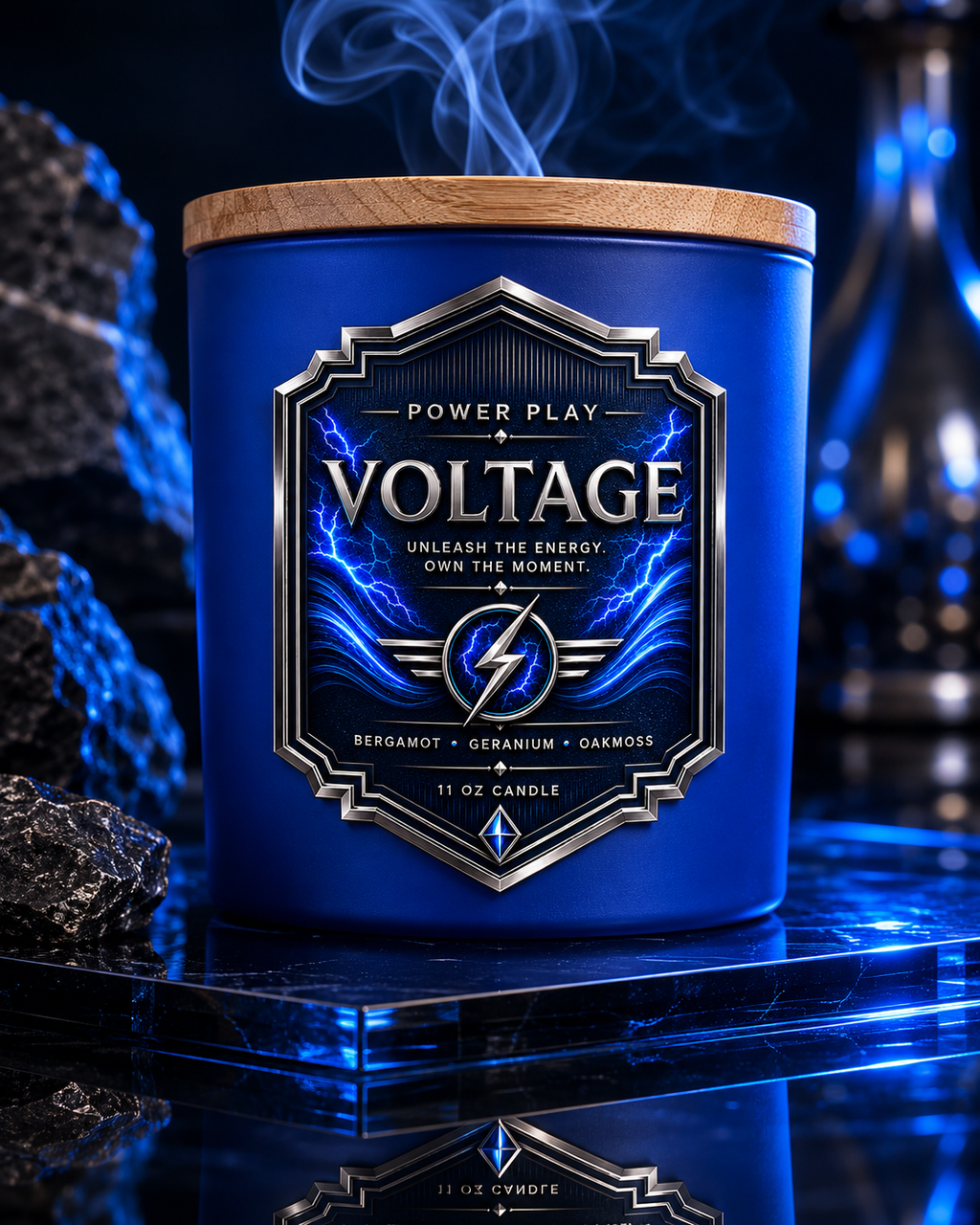 Voltage Candle | Citrus, Amber & Cedar Luxury Candle | Power Play Collection