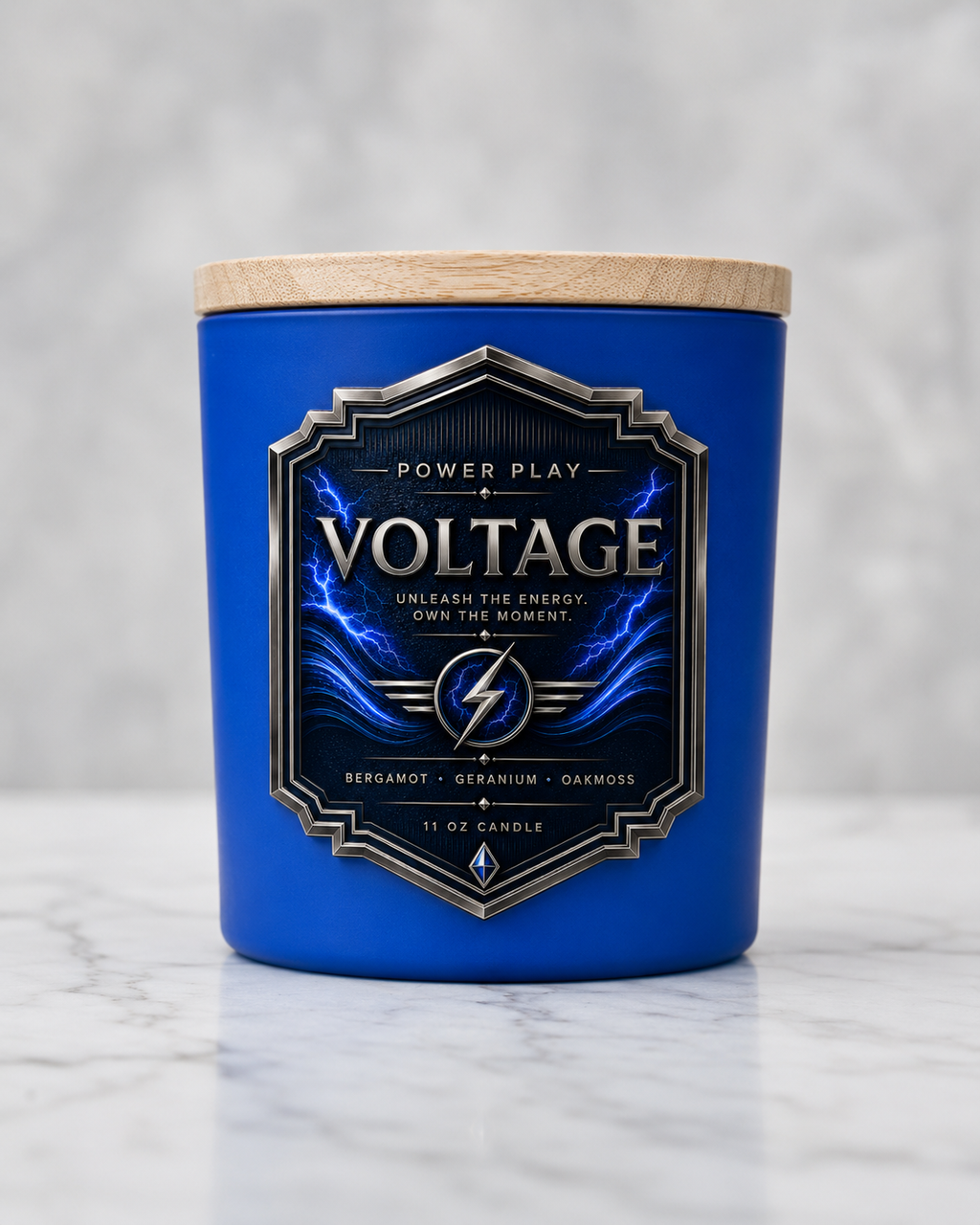 Voltage Candle | Citrus, Amber & Cedar Luxury Candle | Power Play Collection