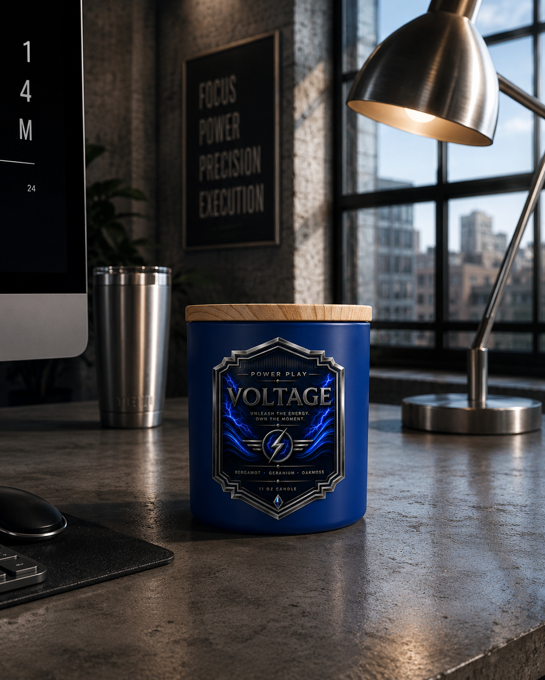 Voltage Candle | Citrus, Amber & Cedar Luxury Candle | Power Play Collection